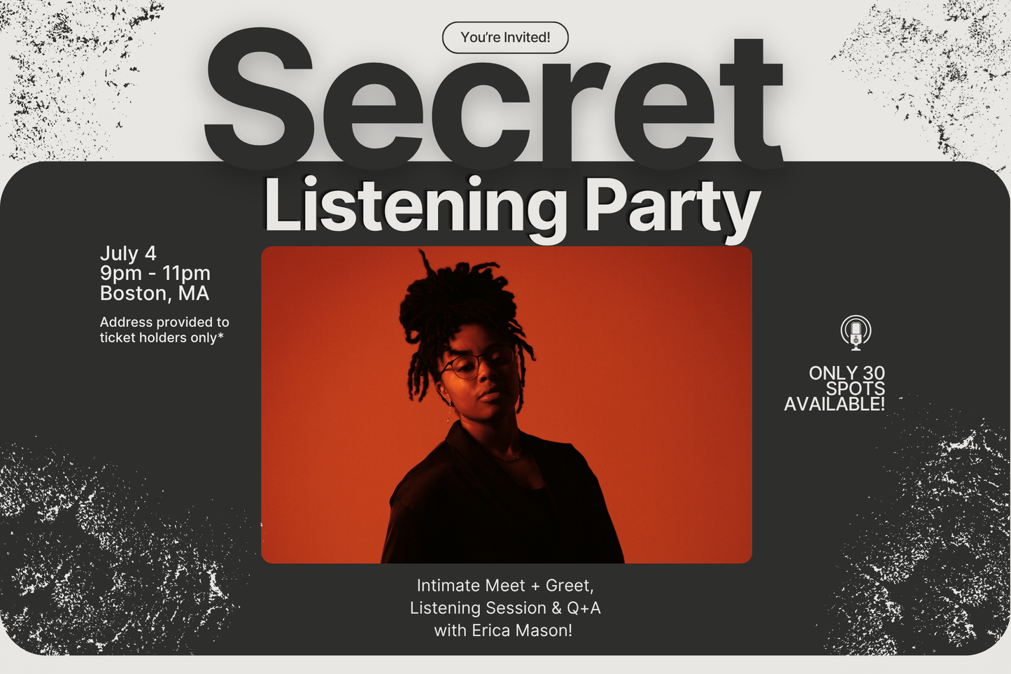 Secret Album Listening Session & Meet + Greet w Erica Mason