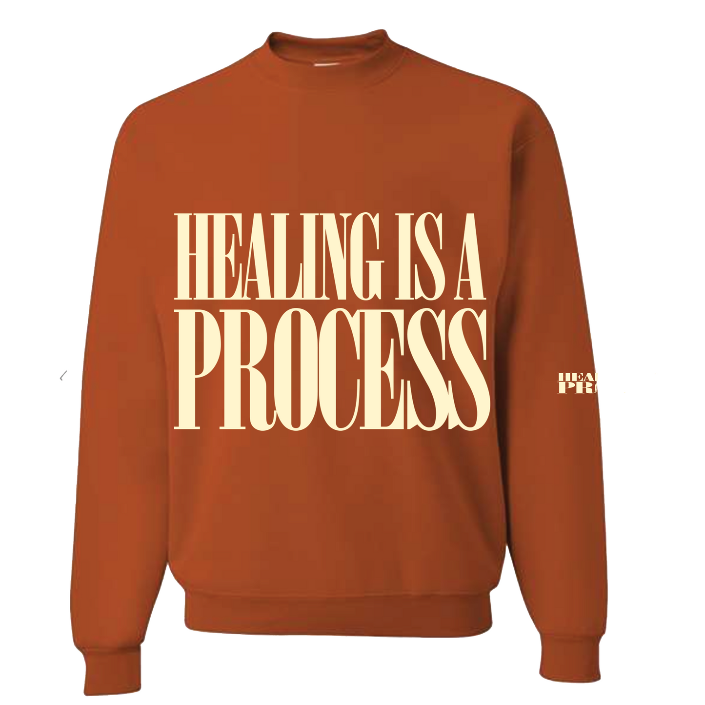 Healing Is A Process Left Eye Burnt Orange Crew Neck