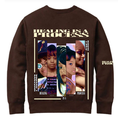 Healing Is A Process LeftEye Brown Crew Neck