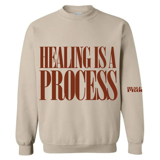 Healing Is A Process Tan Crew Neck (No Left Eye On Back)