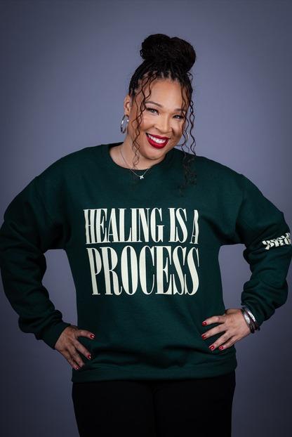 Healing Is A Process LeftEye Green Crew Neck (No Left Eye On Back)